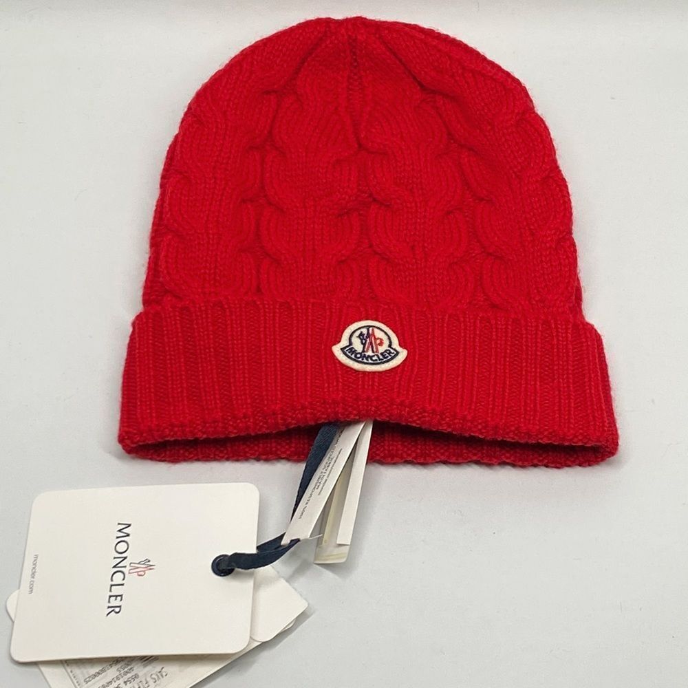 Moncler Kid’s Cable Knit Logo Beanie Hat size L(12-14 yrs)